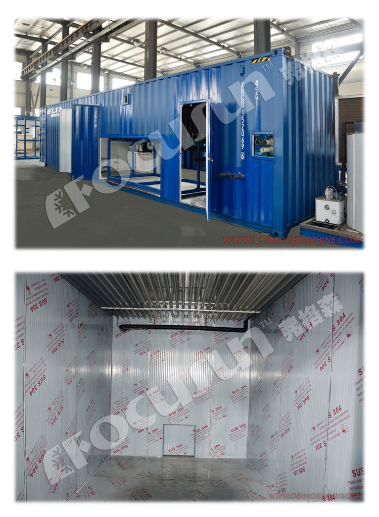 Direct Cooling Block Ice Machine and 5 Tons Containerized Cold Room Complete Solution