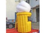 Yellow White Inflatable Shop Ice Cream Shape 4m Height Mobile Water Resistant
