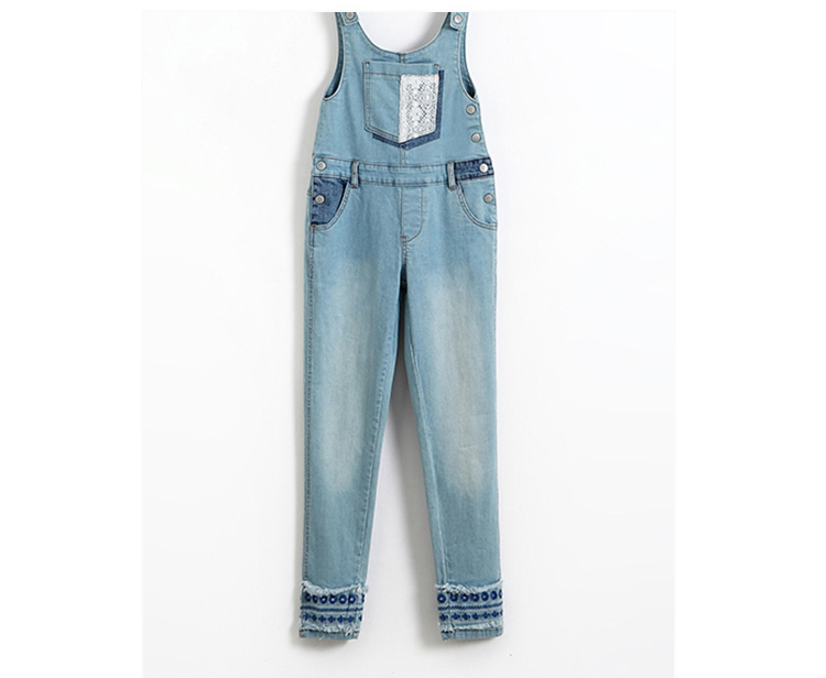 Custom Printed Slim Fit Girls Denim Clothes / Jeans Bib Pants OEM ODM
