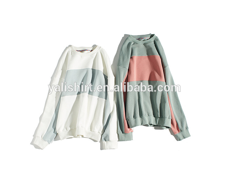 mens crewneck sweatshirt custom splicing cotton sweatshirt without hood