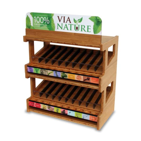 Buy cheap Counter Top Cosmetic Display Stand Essential Oil Wooden Display Rack With Custom Logo from wholesalers