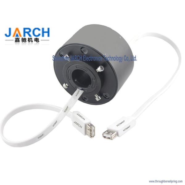 RJ45 USB 2.0 Ethernet Slip Ring Signal Bore Size 12.7mm USB 3.0 through bore
