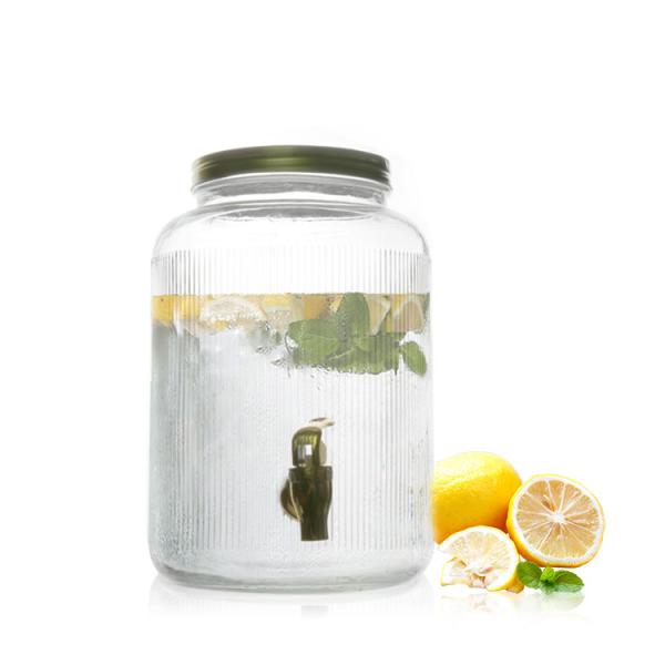 Buy cheap 5L glass beverage juice dispenser with stainless steel tap from wholesalers