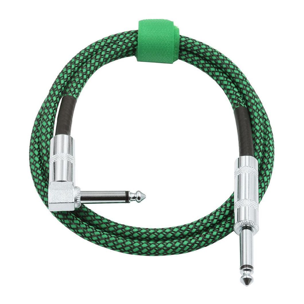 Wholesale Black Braided 6.35mm 1/4 Inch Angle-to-Straight Electric Guitar Cable, 10FT/30FT Low Noise Guitar Cable