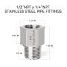 Buy cheap DIN 304 Stainless Steel Reducer Adapter 1/2 Inch Female Pipe from wholesalers