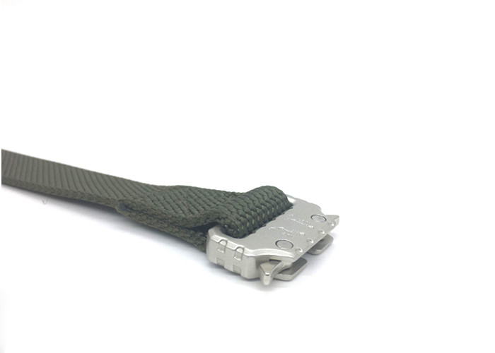 Army Green Polyester Webbing Belt / Men Waist Belt With Plastic Buckle