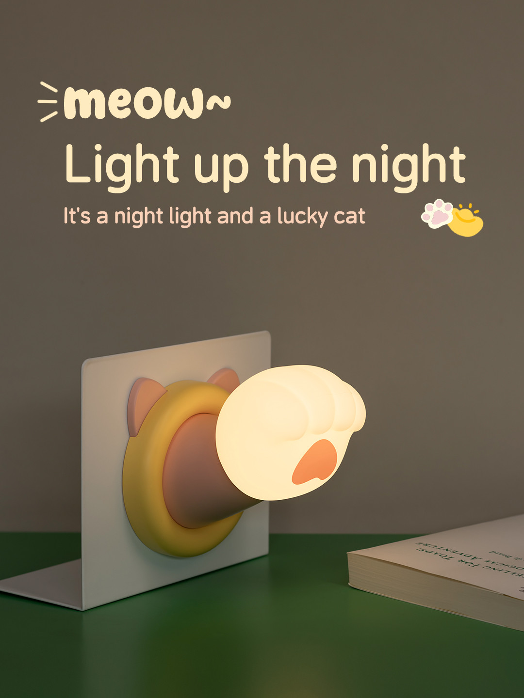 Cat Paw Night Light with Battery Power Source and Multifunctional Design