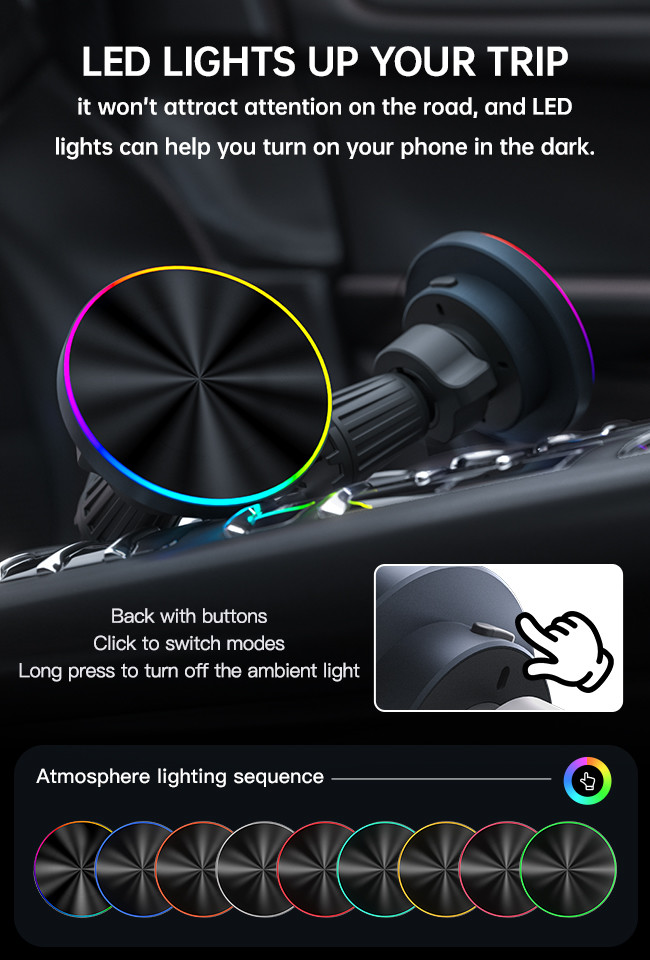 Customizable Cell Phone Magnetic Holder Automotive With Light Shut Off Function