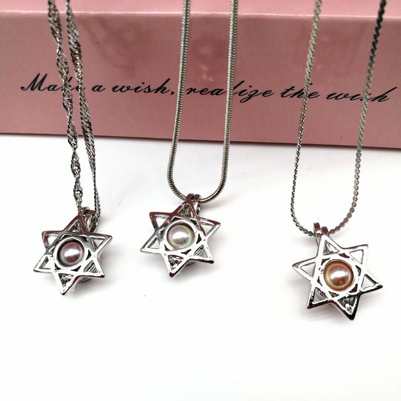 Fashion Wish Pearl Pendant Necklace Natural Oyster Gift Box Love Heart Cage Holder Chokers Necklace For Women Jewelry