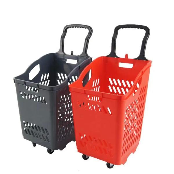 Buy cheap 70 liter capacity red trolley and shopping basket retail store for sale from wholesalers