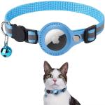 Solid Pattern Pet Collar Reflective Anti Loss Airtag Cat Collar PU Polyester