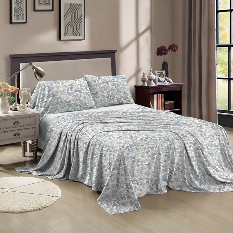 100% Polyester Multi Size Custom Printed Sheet Set for Queen Size and King Fitted Sheet