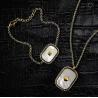 Buy cheap Large Tag 15.7'' Stainless Steel Necklace And Bracelet Set White Fritillary Inlaid from wholesalers