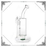 Green Turbine Perc Glass Water Smoking Pipe With 7mm Beaker Thickness