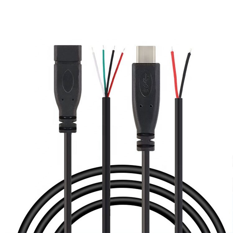 OEM 2 4 Cores USB Type C Male Female to Stripped Open Wire End Pigtail Cable