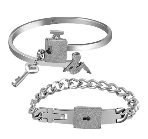 Buy cheap Personalized Stainless Steel Jewelry Key Lock Couples Fashion Bracelet from wholesalers