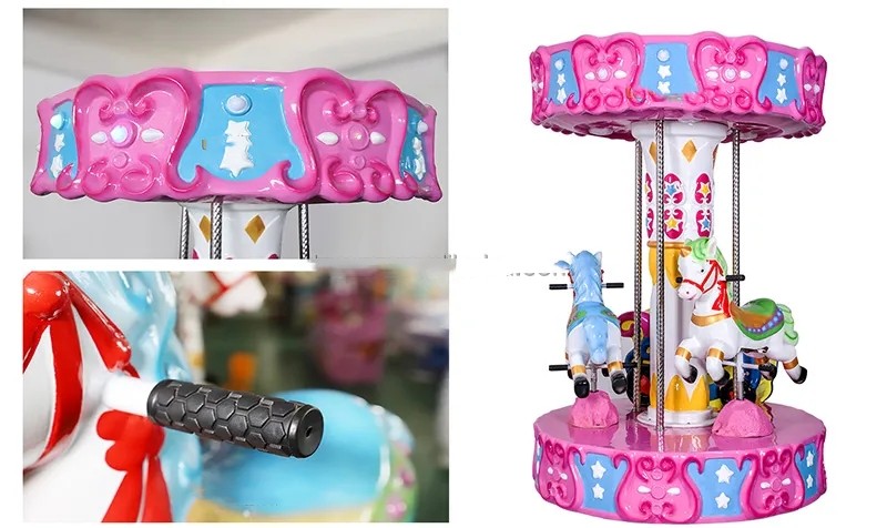 3 Seats Fun Carousel Kiddie Ride Amusement Doll Machine Customized
