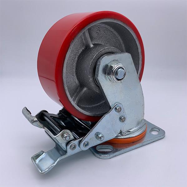 Buy cheap 4 Inch Polyurethane Wheel on Steel Hub with Top Lock Brake Caster from wholesalers