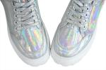 Leather Free Iridescence Silver Womens Sports Running Shoes Anti Slippery