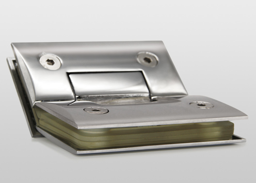 135 Degree Hinges For Frameless Shower Doors , Brass Finish Bathroom Glass Door Hinges