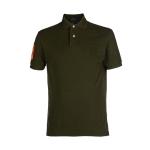 Military Green Cotton Polo Shirts With Logo Embroidered On Right Arm Slim - fit