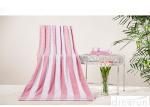 Durable Striped Bath Towels Red Color Environmentally Friendly