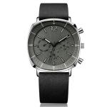 Microfiber Leather Strap Mens Mechanical Quartz Watch With 3 Eyes Dial