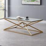 No Folded 9.5kg Stainless Steel Glass Top Coffee Table For Living Room