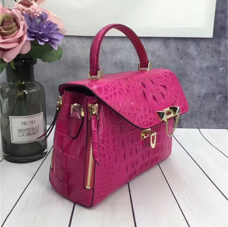Exotic Genuine Crocodile Skin Woman Orange Purse Authentic Alligator Leather Lady Handbag Female Crossbody Shoulder Bag