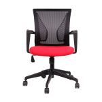 Office Furniture Simple and Comfortable Black Mesh Swivel Chair with Red Cushion