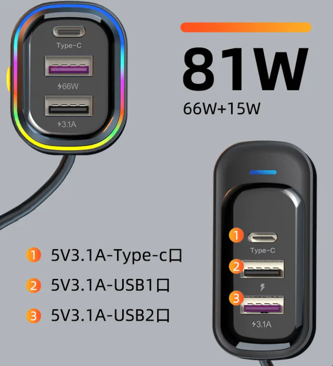 6 IN 1 Car Phone Charger Small Quick Cell Phone Charger Universal Power Supply Adapter