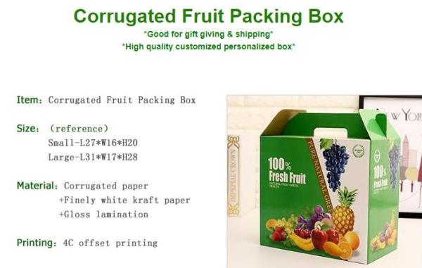 Buy cheap corrugated fruit packing box, kraft paper, gloss lamination, offset printing, foldable box,flower cone,flowral packaging from wholesalers