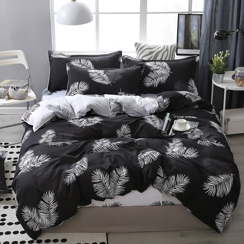 Polyester Fabric 4 Piece Bedding Set for 1.2m Bed White Five Star Hotel Bed Linen