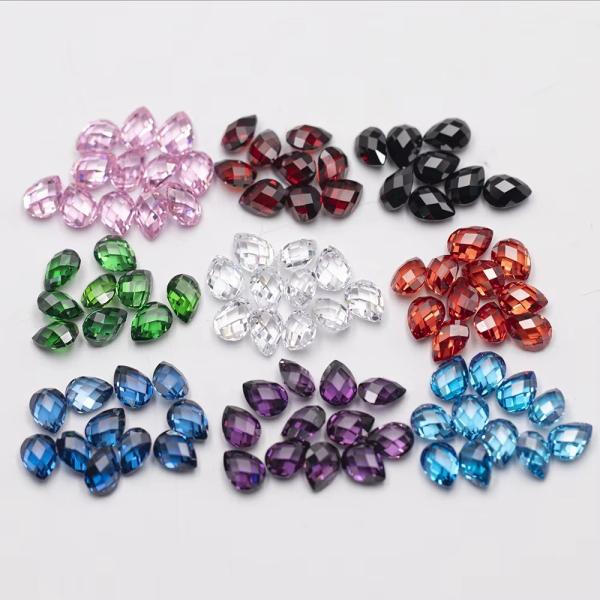 Pink Garnet Green White Orange Blue Gemstones Pear Shape Double Turtle Faceted