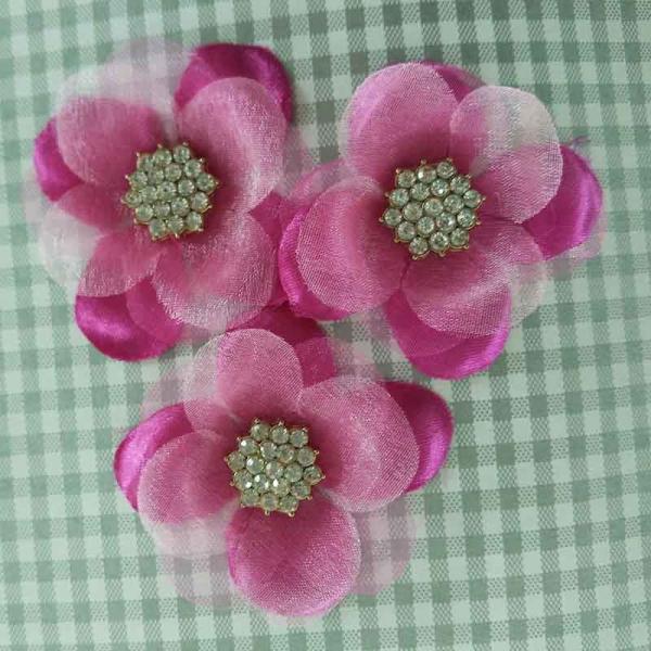 Buy cheap Colorful Toddler Girl Hair Accessories Satin Chiffon Individual Flowers With Diamond from wholesalers