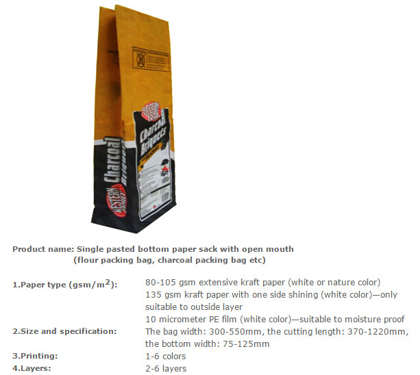 25kg kraft paper bag Cement,Flour,Rice,Fertilizer,Food,Feed Bag,customized logo printing durable moisture proof,bagease