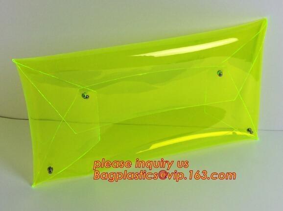 PVC bag/Transparent pvc clutch bag /PVC handle bag for promotion, Neon PVC