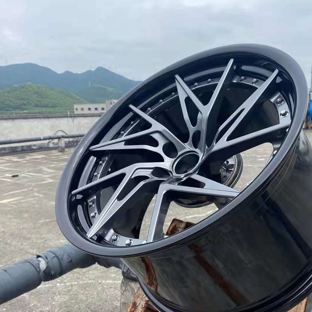 factory Customized 2 piece brushed grey luxury aluminum alloy forged wheel rim for porsche
