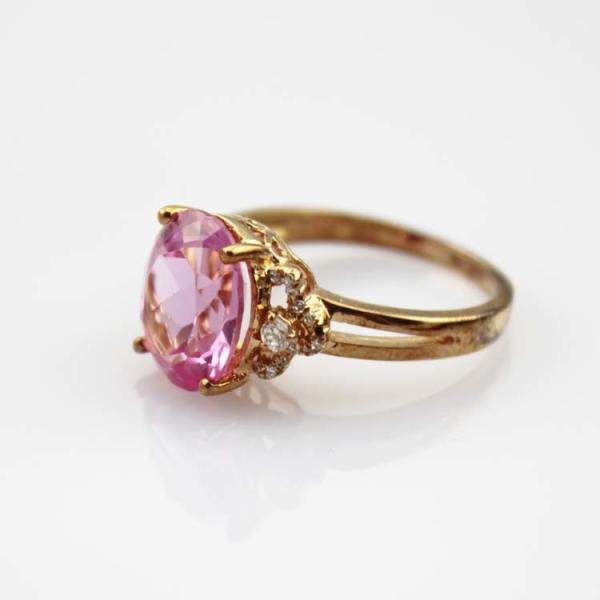 Buy cheap Fashion Jewelry Rose Gold Plated 925 Silver Ring 9mmx11mm Pink Cubic Zircon (R241) from wholesalers