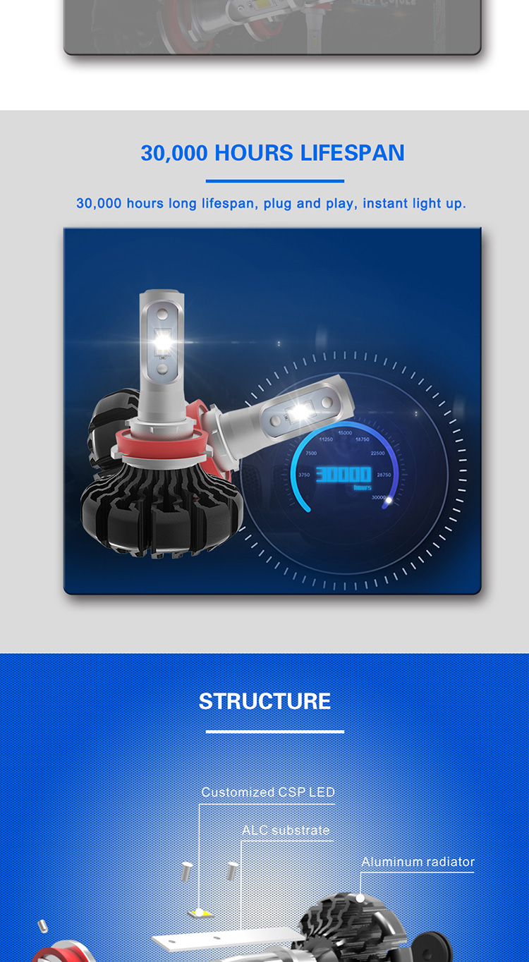 IP68 H8 H9 Led High Beam 3000k Color Temperature Aluminum Alloy Material