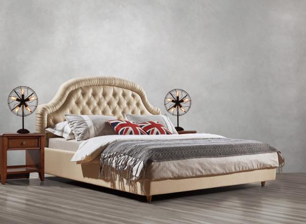 Good quality Gery Fabric Upholstered Headboard Queen Bed Leisure Furniture for