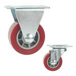1.5" Rigid Plate Red PU Light Duty Casters For Bed Drawers