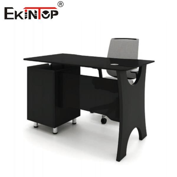 Buy cheap Middle Size Glass Top On Wood Table I Shaped Office Desk Furniture from wholesalers