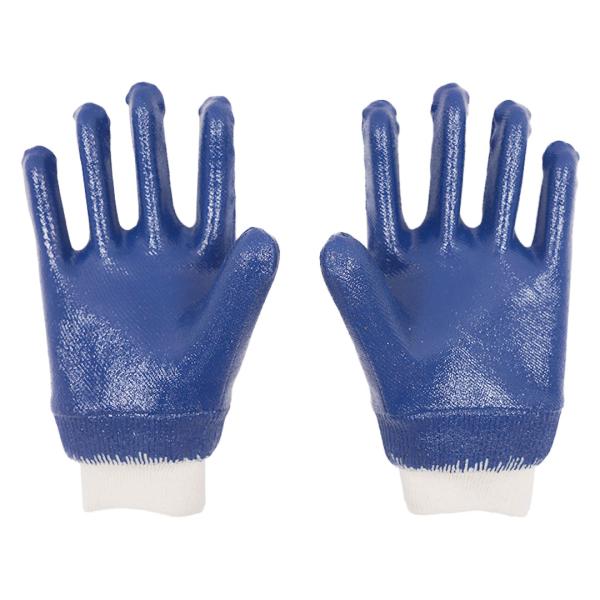 Buy cheap Blue Fully Coated Nitrile Gloves Customized Men Chemical And Heat Resistant Gloves from wholesalers