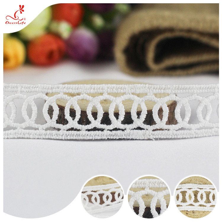 Fashion Water Soluble Bilateral Polyester Lace Trims Edge Ribbon For Home Textiles