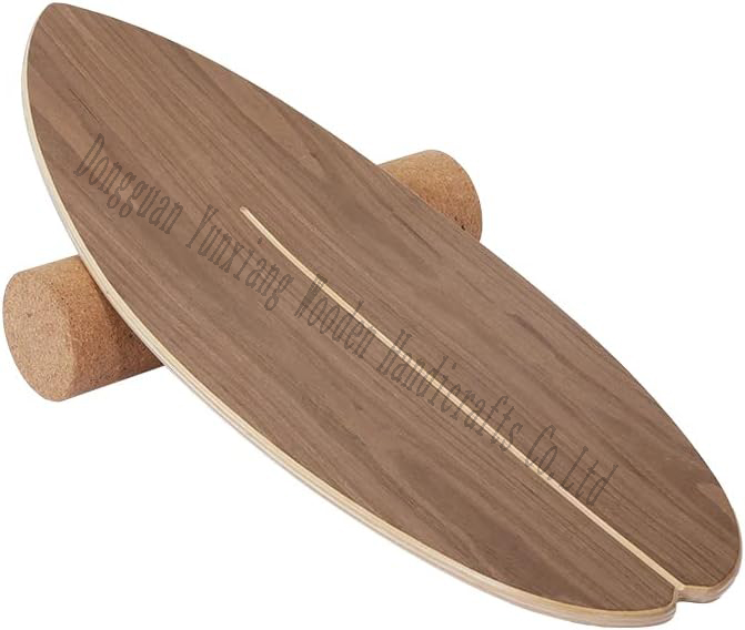 Wooden Balance Board Indoor Surfboard Surf Style Home Fitness with Wheel for Exercise, Athletic Training and Board Sports