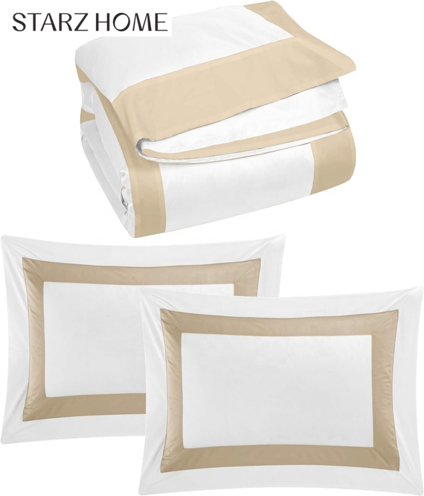 Star Hotel Plain White Luxury Comforter Quilt Cover Bedding Sets made of Cotton Fabric