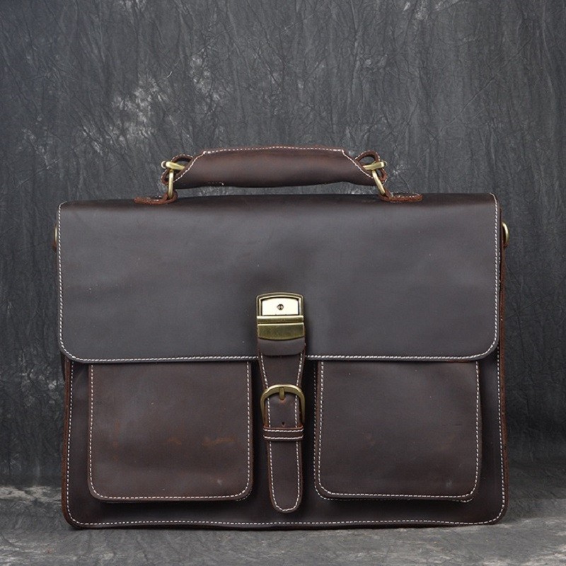 Laptop Leather Briefcase For 17 Inch Laptop