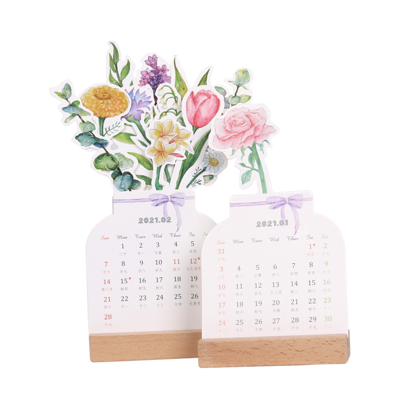 Logo Customised Wooden Calendar Simplicity Table Calendar Wooden Rectangle