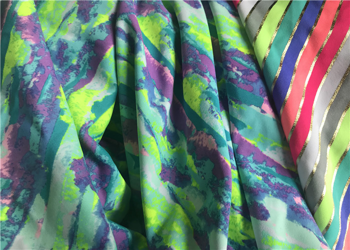 Wrap Knitted Nylon Lycra Swim Fabric , Old School Athletics Moisture Lycra Fabric For Swimwear